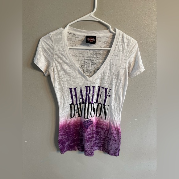 Harley-Davidson Tops - 2/$15 Harley Davidson White and Purple Women's Top